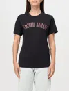 Emporio Armani Official Store Asv Organic Jersey T-shirt With Glitter Logo In Blue
