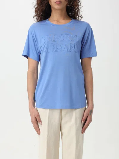 Emporio Armani T-shirt  Woman In Gnawed Blue