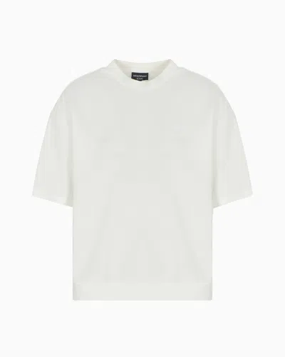Emporio Armani T-shirt En Jersey Crêpe Effet Piqué 3d Icon In White