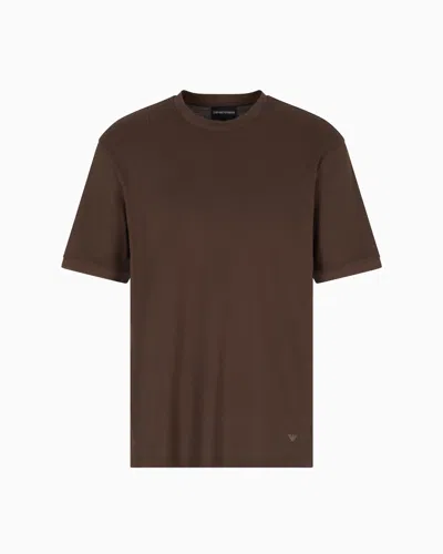 EMPORIO ARMANI ASV JERSEY T-SHIRT WITH VERTICAL JACQUARD MOTIF
