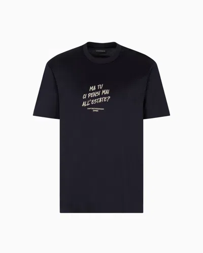 Emporio Armani Crewneck Short-sleeved T-shirt In Blue