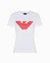 Emporio Armani T-shirt En Jersey Stretch Avec Motif Grand Aigle Coupe Slim Asv In White