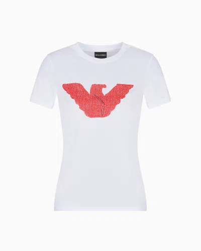 Emporio Armani T-shirt En Jersey Stretch Avec Motif Grand Aigle Coupe Slim Asv