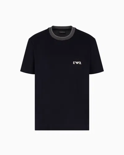 Emporio Armani T-shirt En Piqué Avec Broderie Ea Très En Relief Asv In Blue
