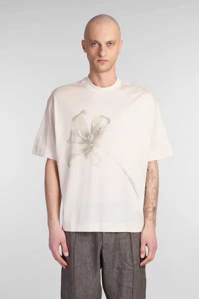 Emporio Armani T-shirt In Beige Wool And Polyester In Fog