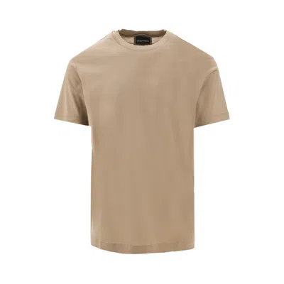 Emporio Armani T-shirt In Tencel Blend Jersey In Beige