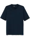 Emporio Armani Logo Print Crew Neck Cotton T-shirt In Blue
