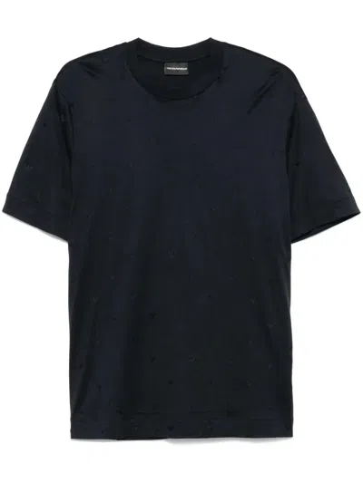 Emporio Armani Allover Logo T-shirt In Blue