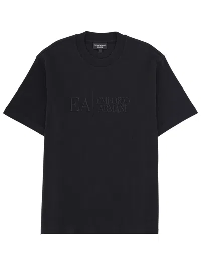 Emporio Armani T-shirt With Icon Embroidery In Black