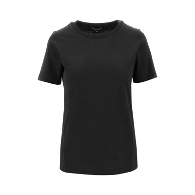 Emporio Armani Woman T-shirt Midnight Blue Size 2 Virgin Wool In Black
