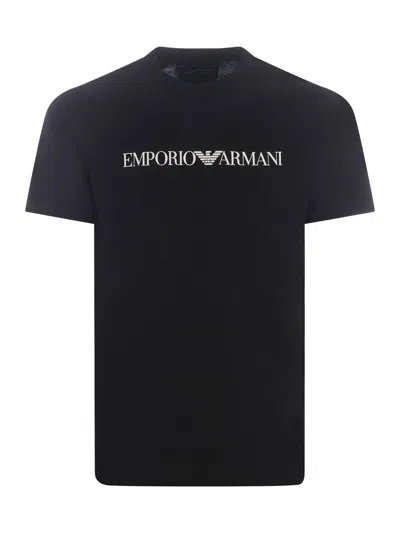 EMPORIO ARMANI T-SHIRT WITH CONTRASTING LOGO LETTERING PRINT