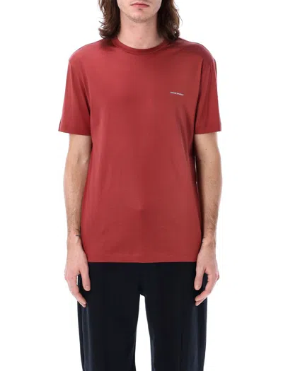 Emporio Armani Micro Logo Lettering T-shirt In Red