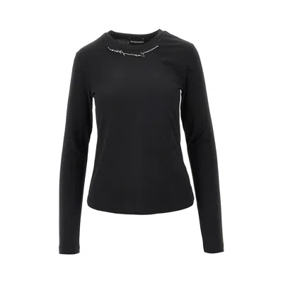 Emporio Armani T-shirt With Necklace Detail In Black