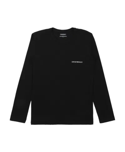 Emporio Armani T-shirt With Round Neck And Long Sleeves In Black