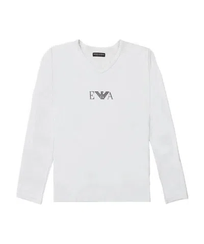 Emporio Armani T-shirt With Round Neck And Long Sleeves In White