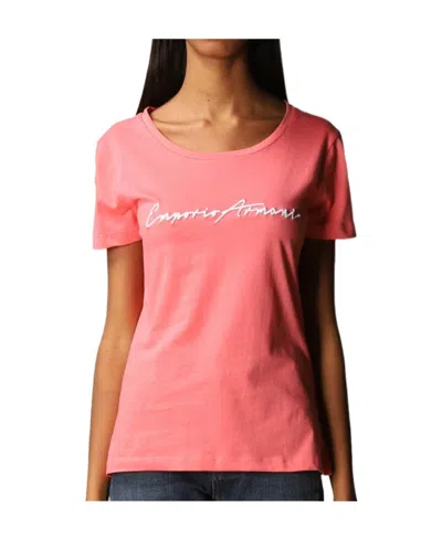 Emporio Armani T-shirt With Round Neck And Short Sleeves In Pink