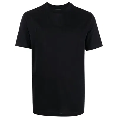 Emporio Armani Cotton T-shirt With Jacquard Logo In Black