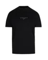 Emporio Armani T-shirt In Jersey Misto Lyocell Con Logo Effetto 3d In Black