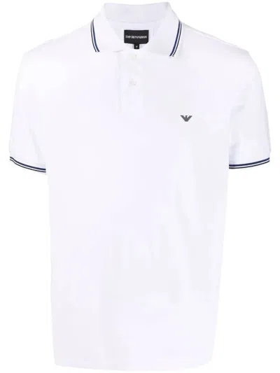 Emporio Armani Logo Cotton Polo Shirt In White