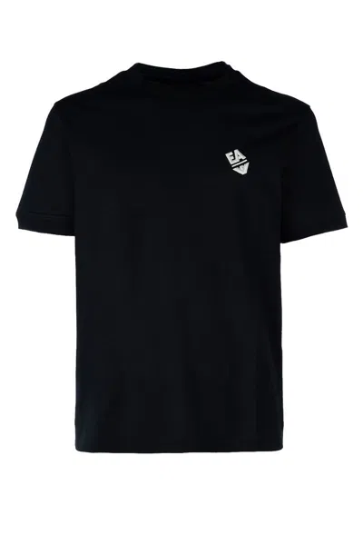 Emporio Armani Logo-embroidered Cotton T-shirt In Black