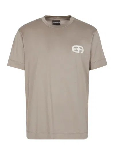 Emporio Armani Viscose T Shirts In Beige