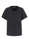 Emporio Armani Asv Supima Jersey T-shirt With All-over Rhinestones And Eagle In Black