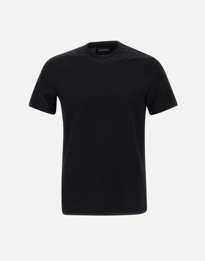 Emporio Armani Monogram Crew Neck T-shirt In Black