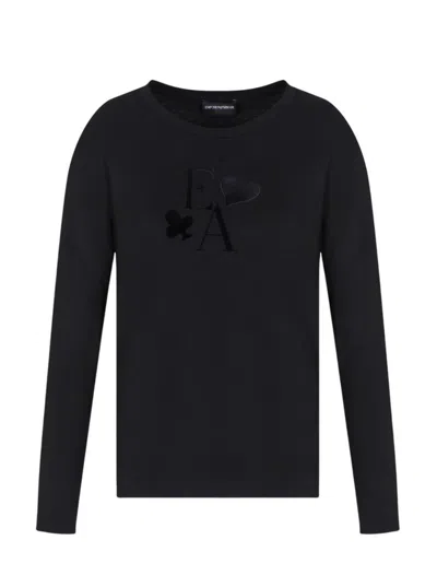 Emporio Armani Sv Flocked Logo T-shirt In Black