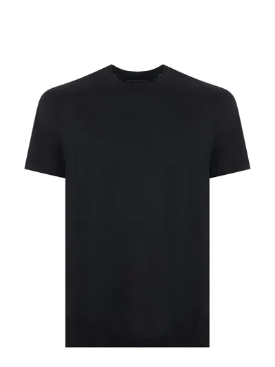 Emporio Armani Lyocell And Cotton T-shirt In Nero