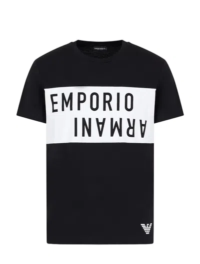 Emporio Armani Mens Knit T-shirt Man T-shirt Black Size L Cotton