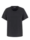 Emporio Armani Asv Supima Jersey T-shirt With All-over Rhinestones And Eagle In Black