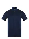 Emporio Armani Jersey Polo Shirt With All-over Jacquard Lettering In Blue