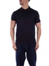 Emporio Armani Black Logo Embroidered Polo In Blu Blu
