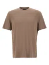 Emporio Armani Crew Neck Micro Eagle Embroidery T-shirt In Brown