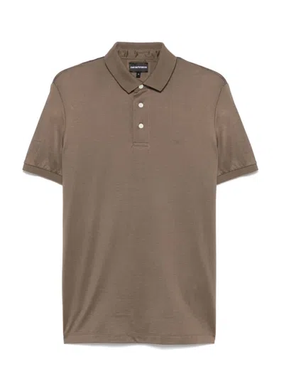 Emporio Armani Logo-print Polo Shirt In Chocolate Chip