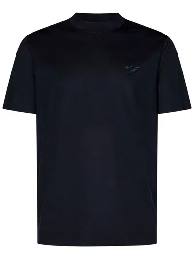 Emporio Armani Logo Crew Neck T-shirt In Eagle Blu Navy