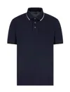 Emporio Armani Blue Stretch Piquet Polo In Iconico 0920 Blu Nav