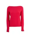 Emporio Armani Stretch Jacquard Jersey Long Sleeve Top In Rosso