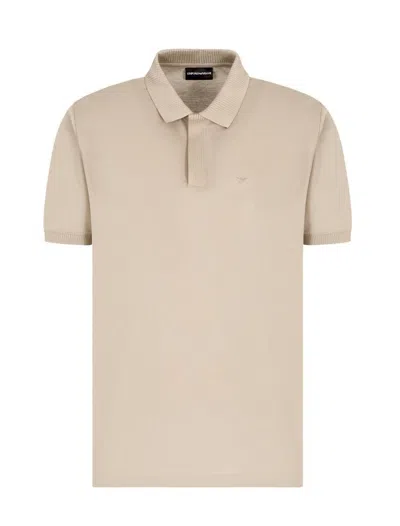 Emporio Armani Polo Manches Courtes En Coton In Roasted Cashew