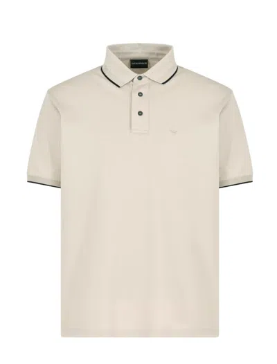 Emporio Armani Stretch Pique Polo Shirt In Brown