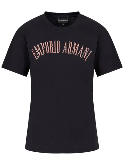 Emporio Armani Logo-print Cotton T-shirt In Blue