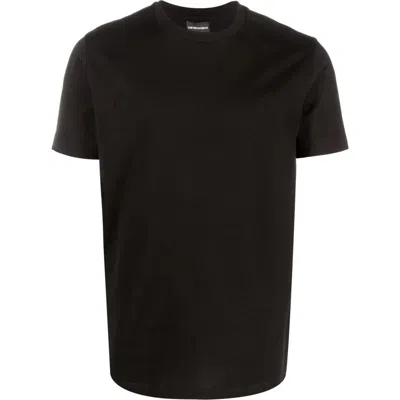 Emporio Armani Cotton T-shirt With Jacquard Logo In Brown