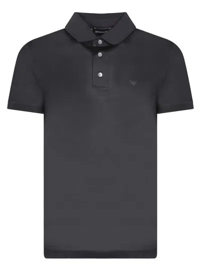 Emporio Armani Logo-print Polo Shirt In Black