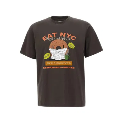 Emporio Armani Short-sleeve Crew-neck T-shirt In Brown