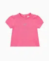 Shop Emporio Armani Jersey T-shirt With Glitter Eagle In Pink