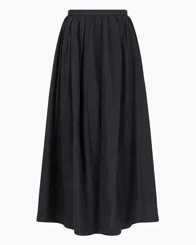 Emporio Armani Taffeta Long Skirt With Darts In Black