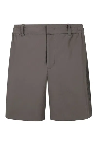 Emporio Armani Tailored Bermuda Shorts With Ribbed Detailing In Brown