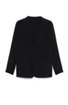Emporio Armani Textured Finish Suit Jacket With Front Pockets In Black