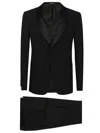 Emporio Armani Tailored Suit With Satin Lapel And Jetted Pockets In Black