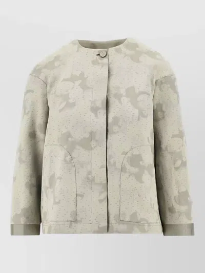 Emporio Armani Tailored Blazer Camouflage Pattern Front Pockets In Gray